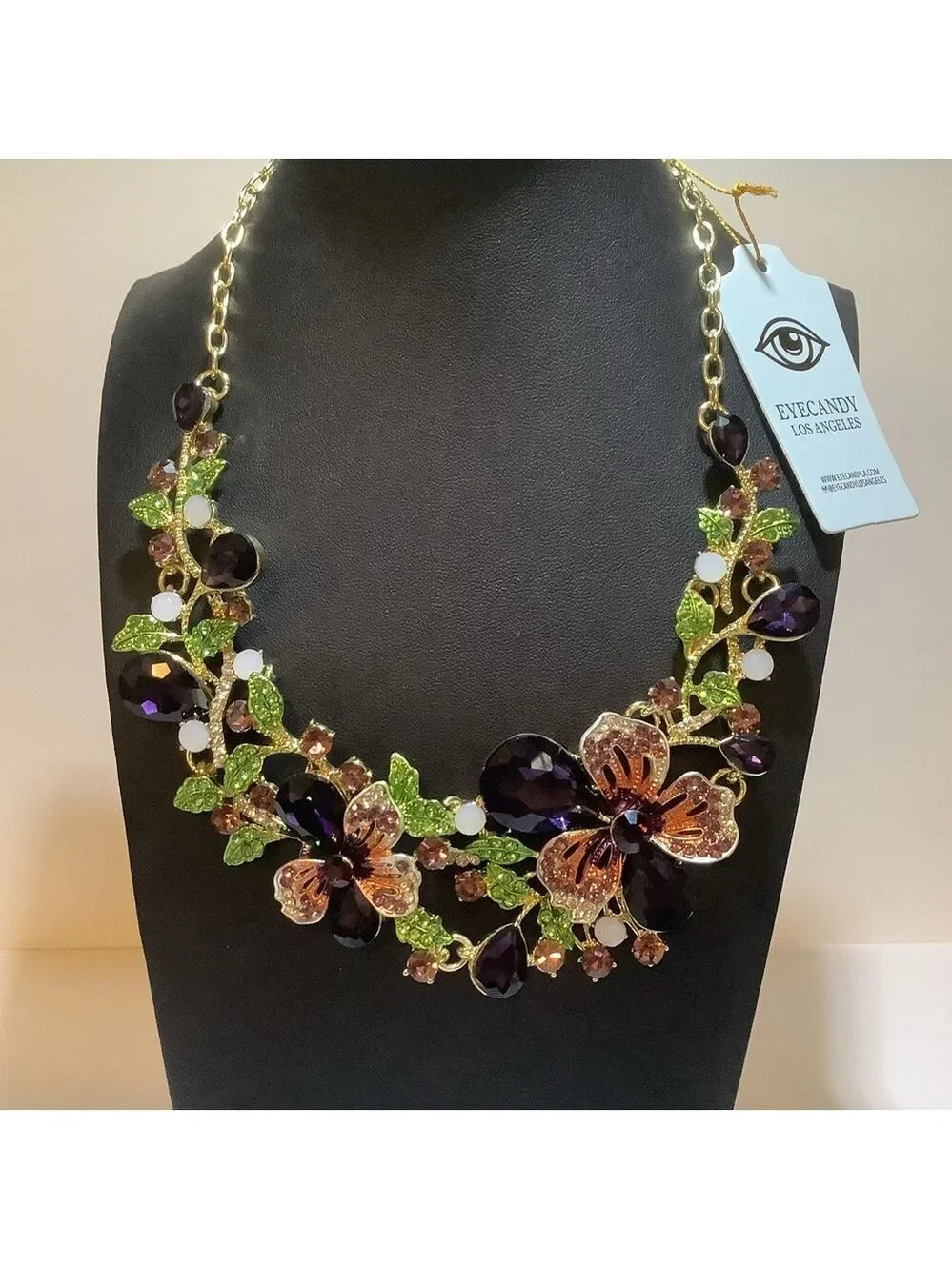 Eye Candy LAMadison Floral Crystal Necklace New